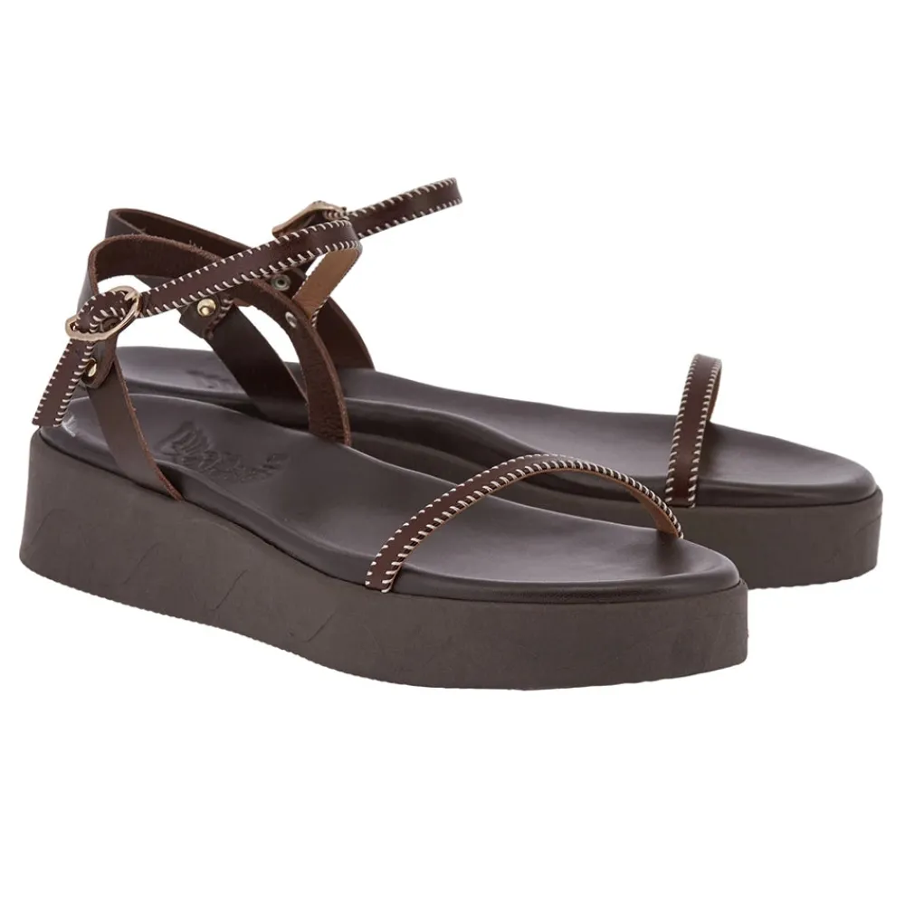 Hot Irida stitch brown off white Women Comfort Soles |Slingbacks